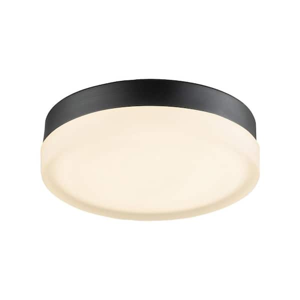 Kira Home Fulton 9 in. Black Modern Flush Mount with Frosted Shade