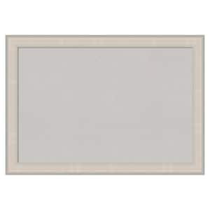 Cottage White Silver Wood Framed Grey Corkboard 40 in. x 28 in. Bulletin Board Memo Board