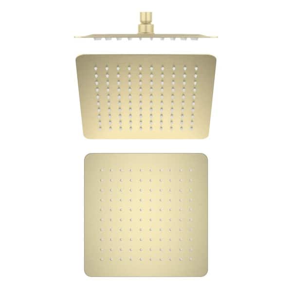 KIBI 1-Spray Patterns with 1.75 GPM 10 in. Wall Mount Rain Fixed Shower Head with Corrosion Resistant in Brushed Gold