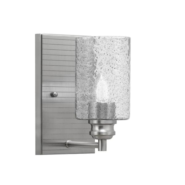 Unbranded Albany 1-Light Brushed Nickel 4 in. Wall Sconce with Smoke Bubble Glass Shade
