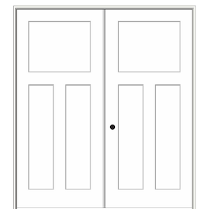60 in. x 80 in. Smooth Craftsman Right-Hand Active Solid Core Primed Molded Composite Double Prehung Interior Door