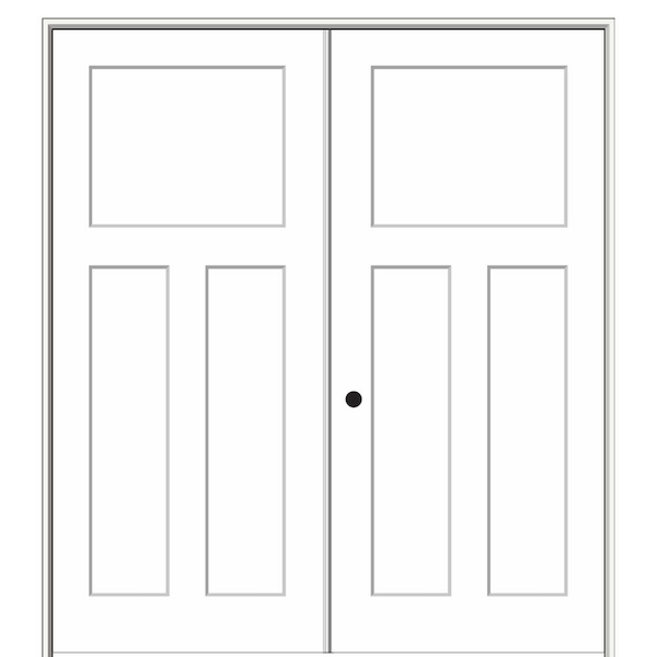MMI Door 60 in. x 80 in. Smooth Craftsman Right-Hand Active Solid Core Primed Molded Composite Double Prehung Interior Door