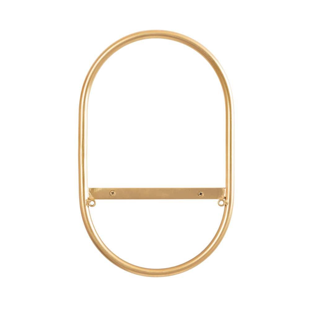 White and Gold Modern Floating Wall Shelves Set of 2