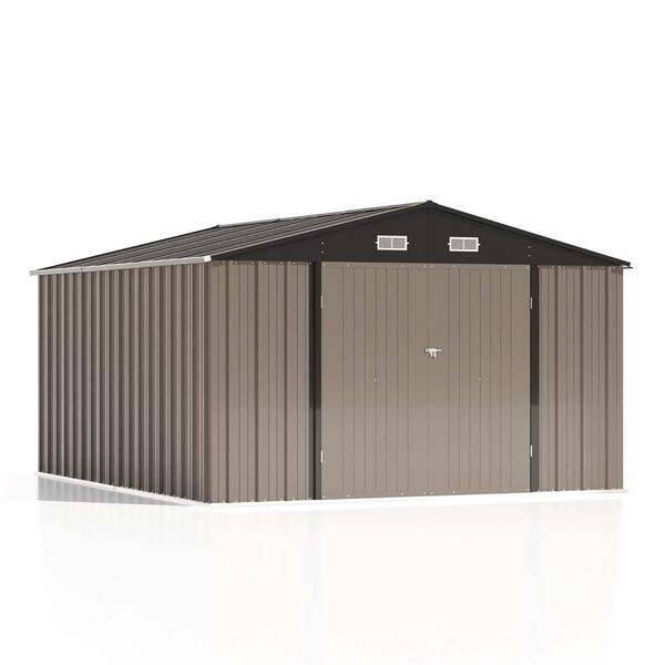 Patiowell 10 ft. W x 12 ft. D Size Upgrade Metal Storage Shed 119 sq ...