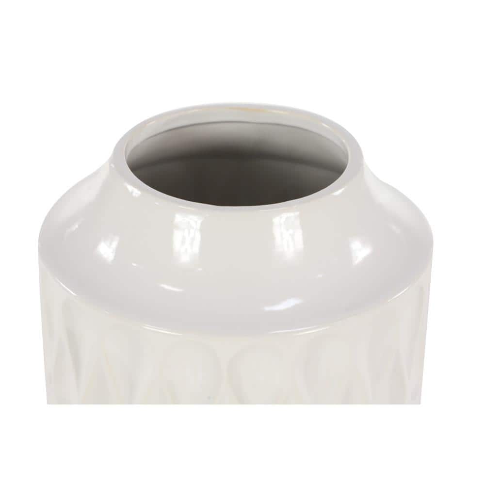 White and Brown Geometric Porcelain Table Vase
