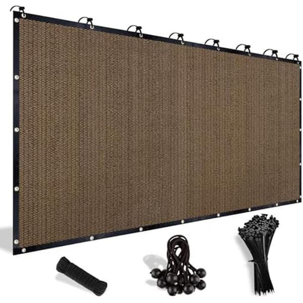 8' x 12' Mocha Pergola Shade Cover with Grommets, Mesh Tarp Sun Screen for Patio, Outdoor, Garden, Backyard