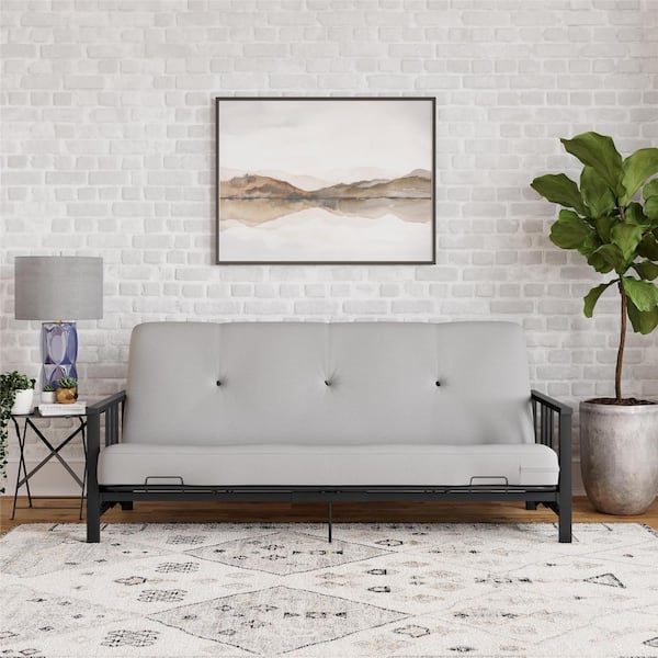 Unbranded Harlow 6 in. Herringbone Full Metal Arm Futon with Thermobonded High-Density Polyester Fill Futon Mattress