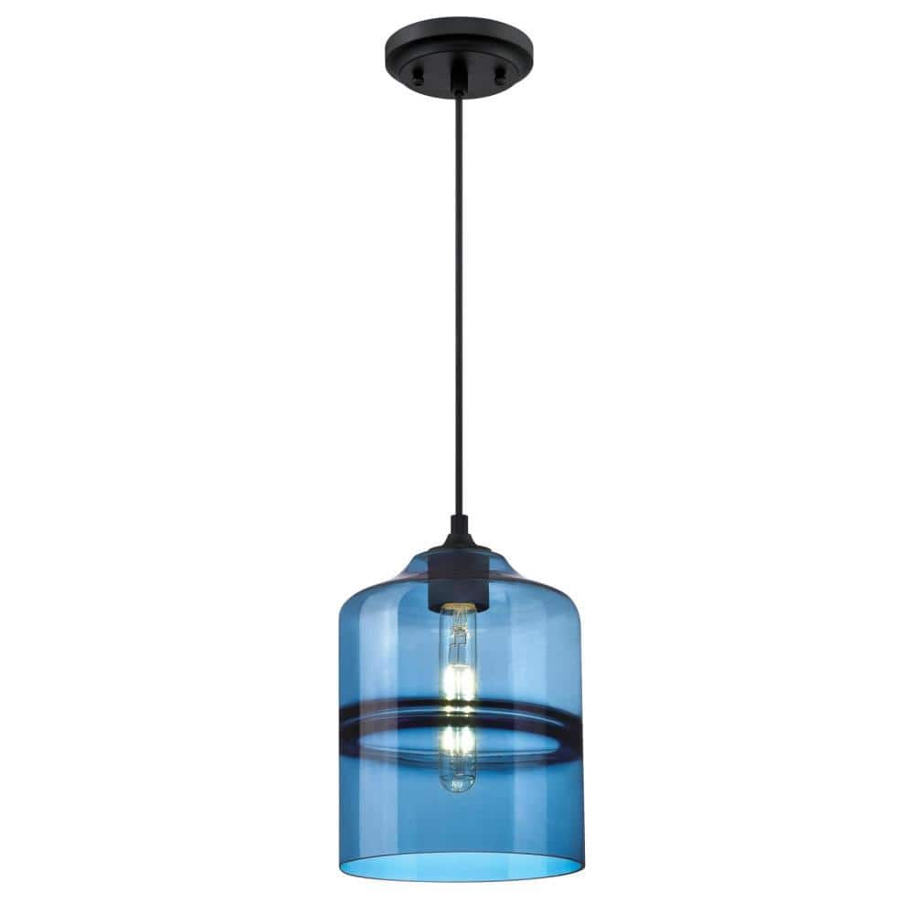 Westinghouse Soren 1 Light Matte Black Mini Pendant With Sapphire Glass Shade 6366600 The Home 8921