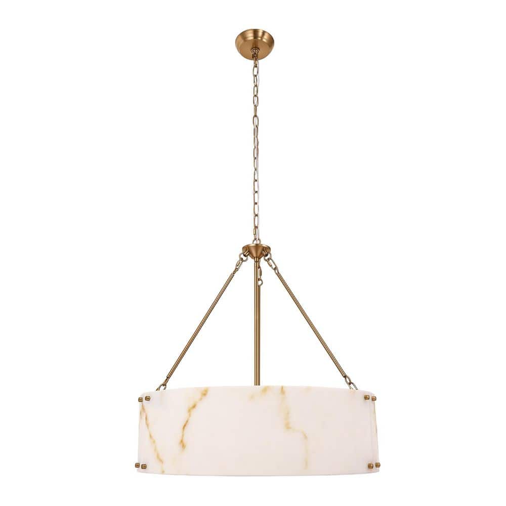 24 in. 6-Light Gold Drum Chandelier with Marble Shade, Traditional Branch Chandelier for Dining Room Living Room price history on PriceWatchPro