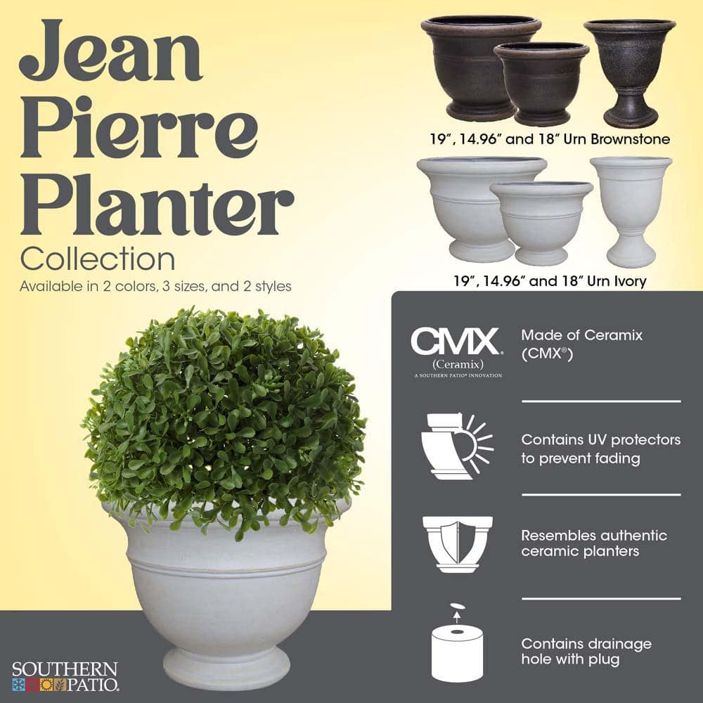 Elegant Ivory Outdoor Urn Planter with Hand-Crafted Detail