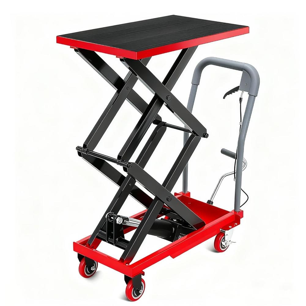 Hydraulic Double Scissor Lift Table Cart with Adjustable Height, Non-Slip Surface, Lockable Wheels, Workshop, Warehouse price history on PriceWatchPro