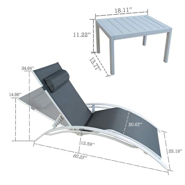 Kozyard Aluminum Elegant Patio Reclining Adjustable Chaise Lounge With Table Gray Kzlc00grat The Home Depot - Kozyard Reclining Chaise Lounge Chair Kozyard Aluminum Elegant Patio Reclining Adjustable Chaise Lounge With Table Gray Kzlc00grat The Home Depot - Kozyard Reclining Chaise Lounge Chair