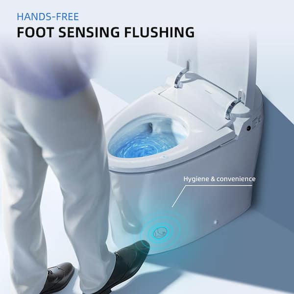 Victoria Intelligent Chair Height 1.0 GPF /1.6 GPF Elongated Toilet in White with Auto Flush and Foot Sensor Operation