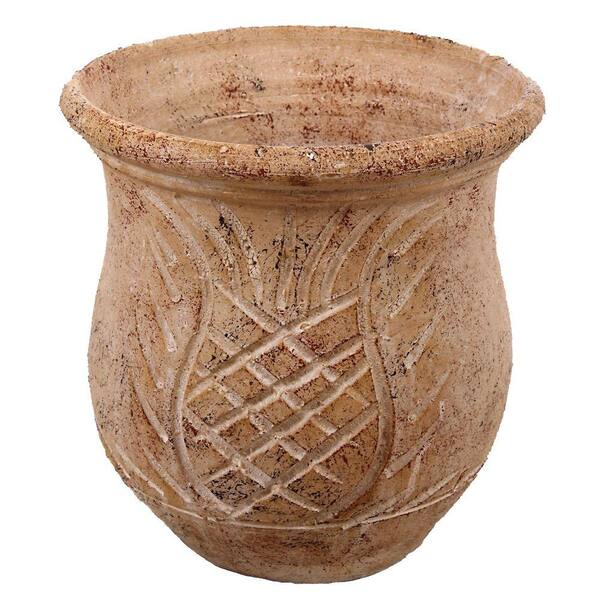 Margo Garden Products 113/4 in. Round White Washed Terra Cotta