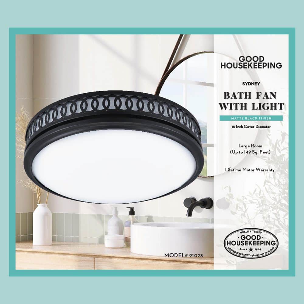 Matte Black Round LED Bathroom Exhaust Fan with Frosted Glass