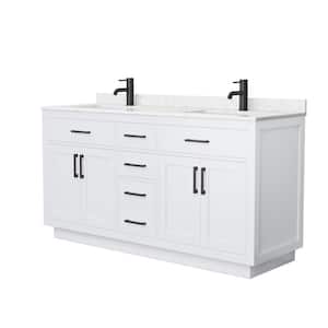 Beckett TK 66 in. W x 22 in. D x 35 in. H Double Bath Vanity in White with Carrara Cultured Marble Top