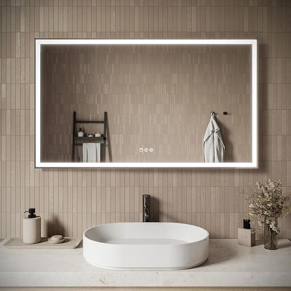 48 in. W x 28" H Rectangular Frameless LED Light Anti-Fog Dimmable Color Temperature Change Wall Bathroom Vanity Mirror