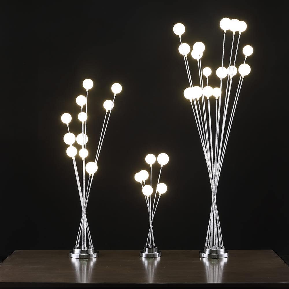 61.5" Silver Chrome Multi-Arm LED Floor Lamp with Glass Orbs
