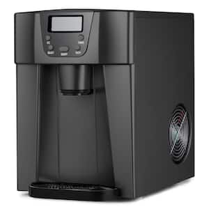 10 in. 44 lbs. Portable Ice Maker in Black, 2 Size Nugget Ice and Bullet Ice, Auto Shut-Down, Also for Water Dispenser