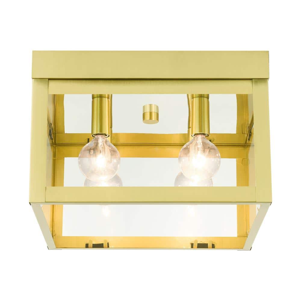 Elegant Satin Brass 4-Light Flush Mount with Clear Glass