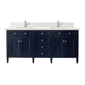 Brittany 72.0 in. W x 23.5 in. D x 34.0 in. H Bathroom Vanity in Victory Blue with White Zeus Silestone Quartz Top