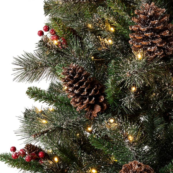 Christmas decorations with pinecones Christmas evergreen tree and