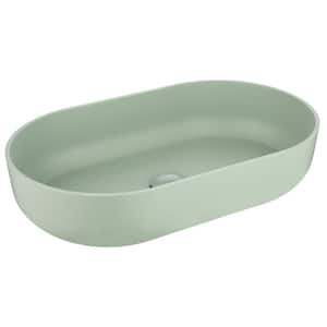 Proteus 24 in . Oval Bathroom Vessel Sink in White Acrylic