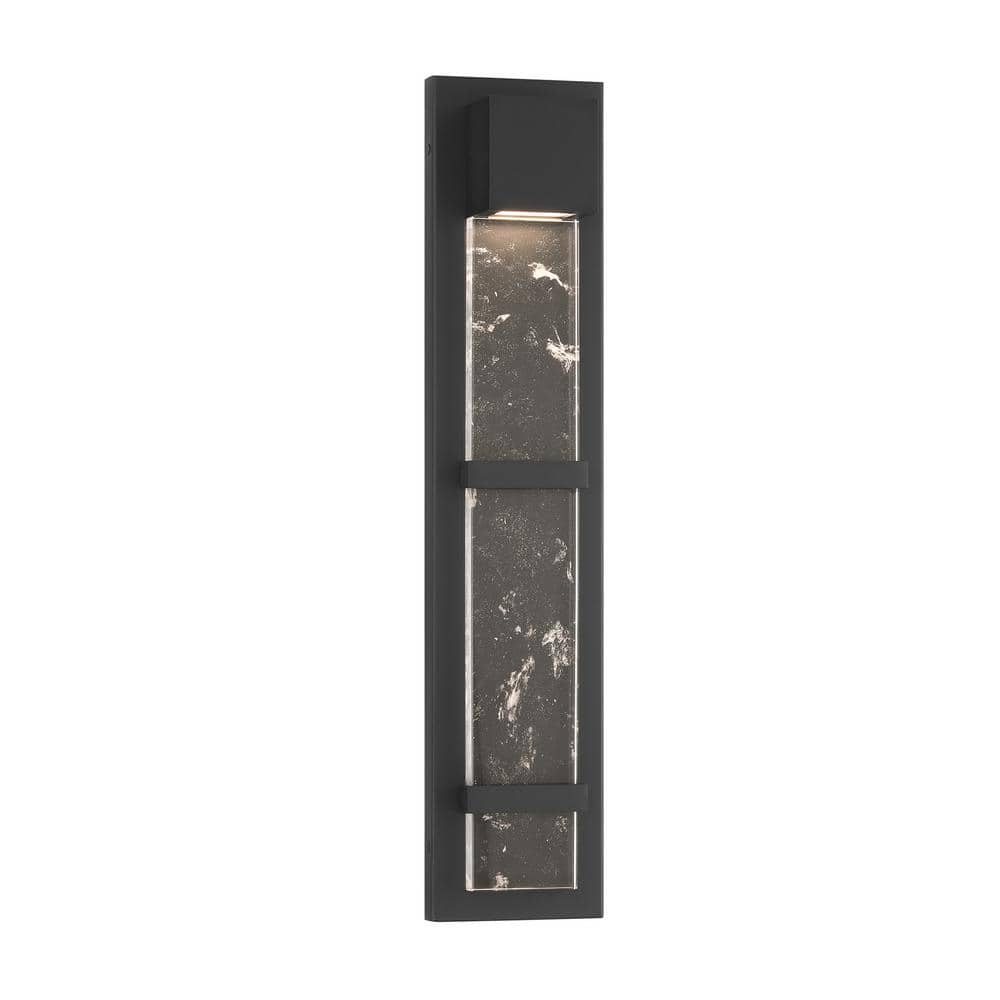 Sol 24 in. Sand Black Outdoor Hardwired Coach Wall Sconce with LED Included and Rock Crystallite Glass Shades price history on PriceWatchPro