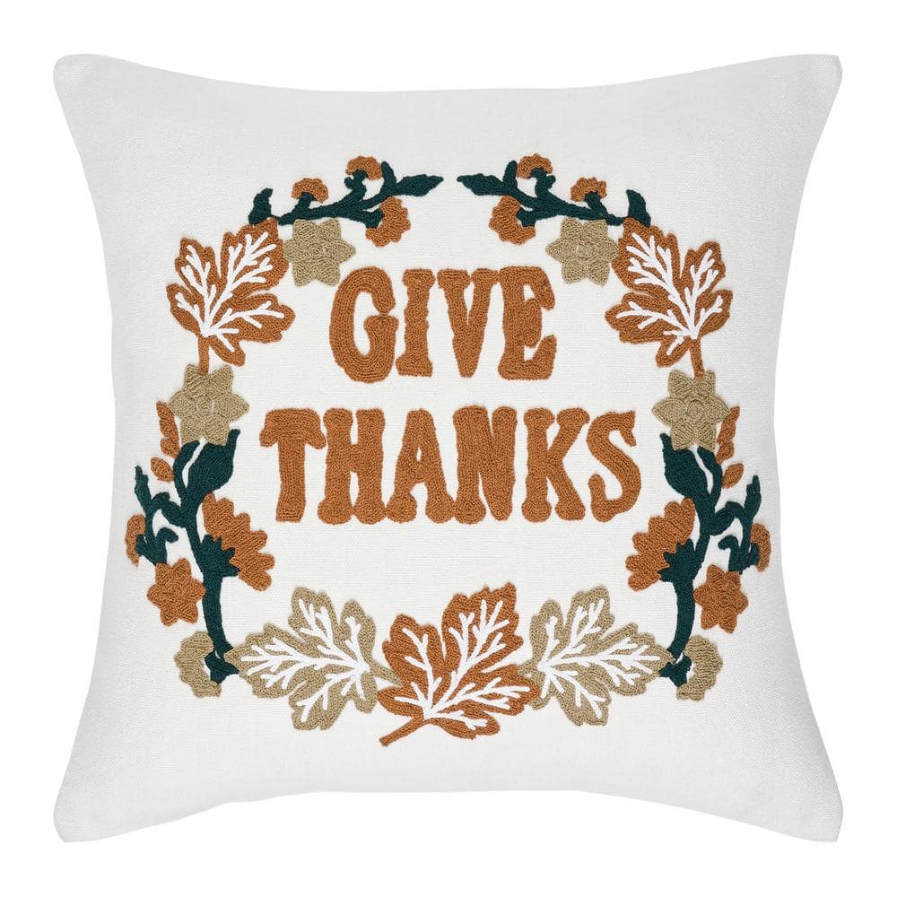 18x18 Wheat Plaid Embroidered Thanksgiving Pillow