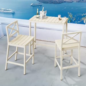 Humphrey 26 in. Beige Aluminum Plastic Outdoor Bar Chairs Outdoor Bar Stool Set of 2