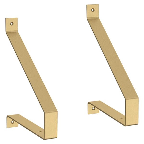 Liberty 8.19 in. Painted Brushed Brass Steel Rustic Decorative Shelf Bracket (2-Pack)