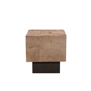 22 in. Square Brown Solid Wood End Table