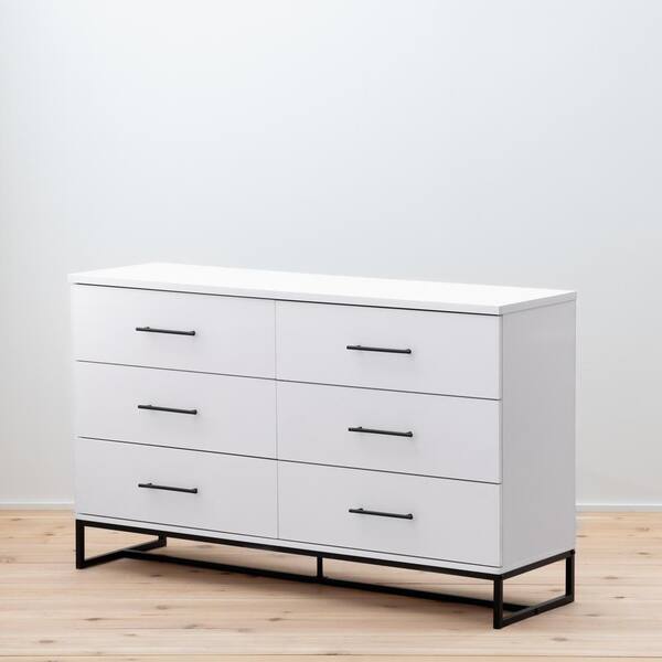 Brookside Eleanor 6 Drawer White, Shaker 6 Drawer 63 8 W Solid Wood Double Dresser