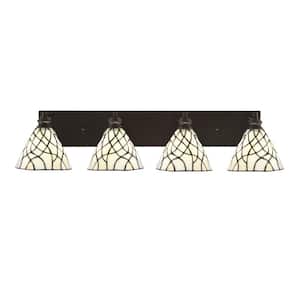 Albany 34.25 in. 4 Light Espresso Vanity Light with Sandhill Art Glass Shades