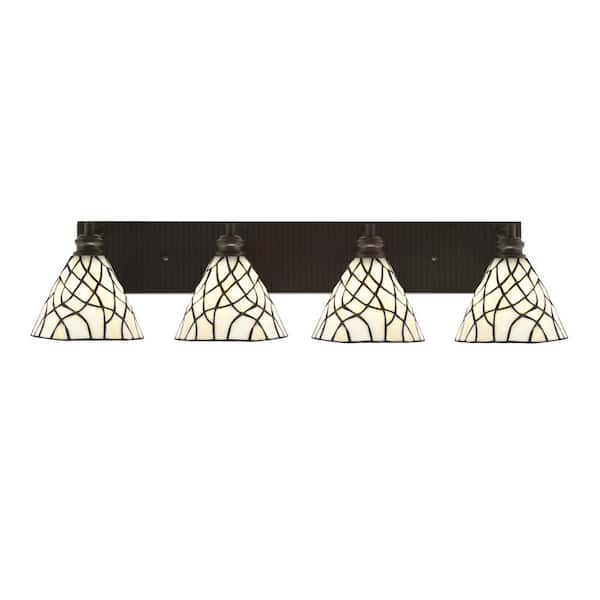 Unbranded Albany 34.25 in. 4 Light Espresso Vanity Light with Sandhill Art Glass Shades