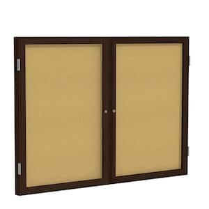 3 x 5 ft. Cork Enclosed Bulletin Board, 2-Door, Walnut Wood Frame, Natural