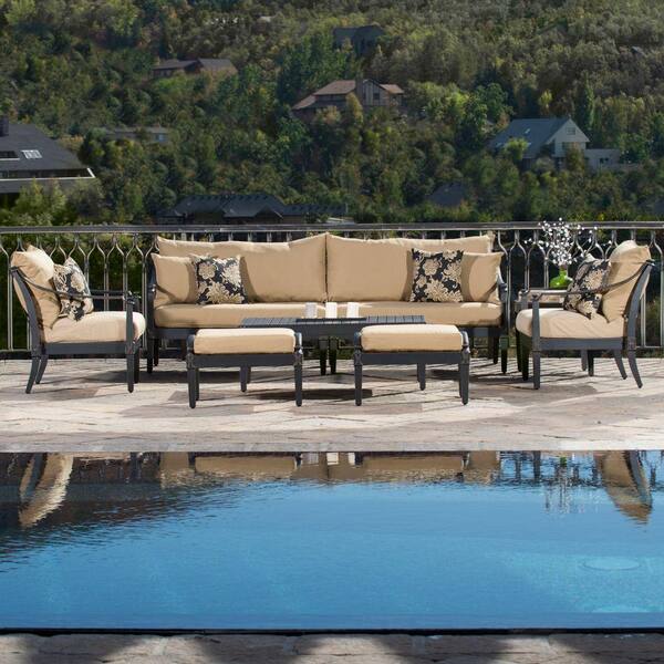 RST Brands Astoria 8-Piece Patio Seating Set with Delano Beige Cushions