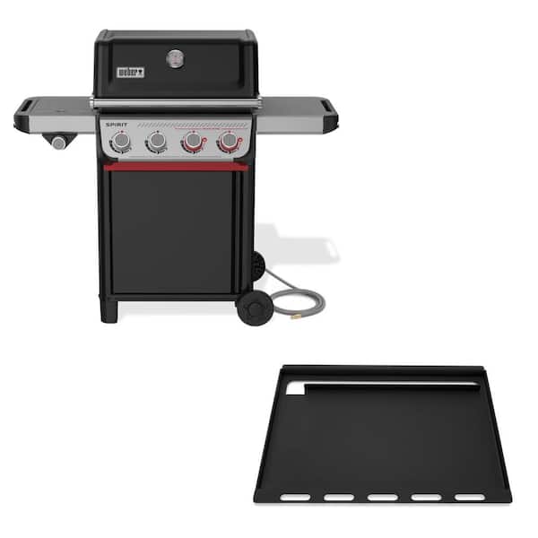 Spirit E-435 4-Burner Natural Gas Grill in Black with Sear Zone and Side Burner with Rust-Resistant Griddle Insert