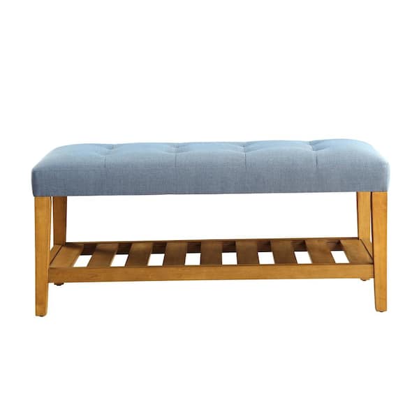 Acme Furniture Charla Blue and Oak Storage Bench