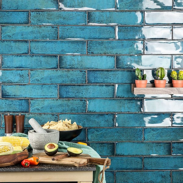 Ivy Hill Tile Moze Blue 3 in. x 12 in. 9 mm Ceramic Wall Tile (22