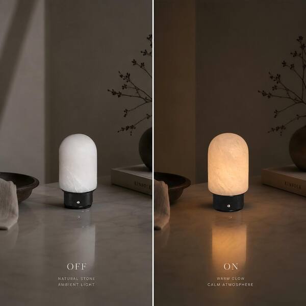 ALOA DECOR Natural Spanish Alabaster Cordless Rechargeable Dome