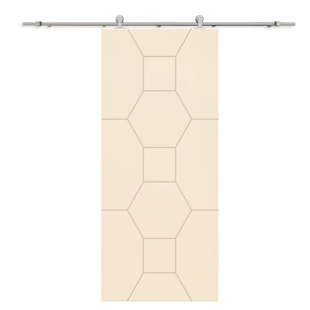30 in. x 80 in. Beige Painted Composite MDF Paneled Interior Sliding Barn Door with Hardware Kit price history on PriceWatchPro