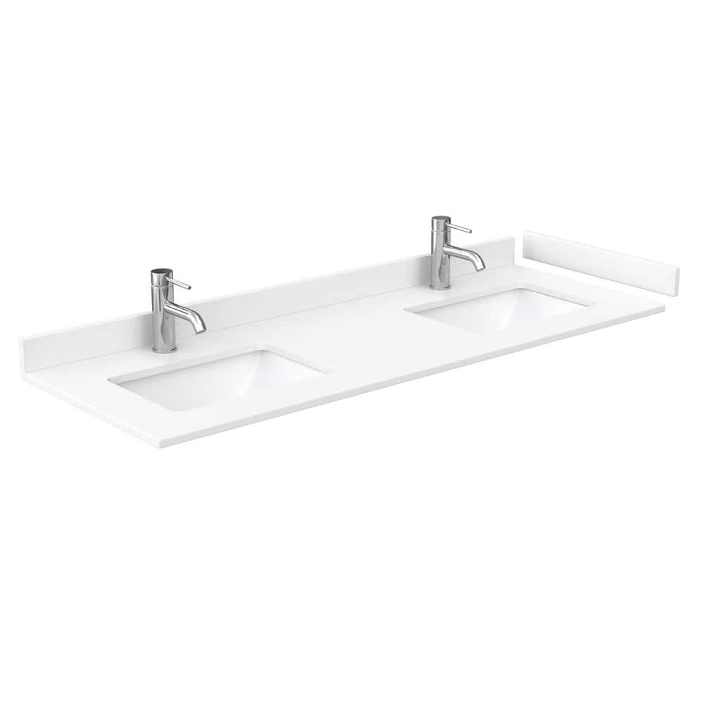 Sheffield 60" White Double Bathroom Vanity with Cultured Marble Top