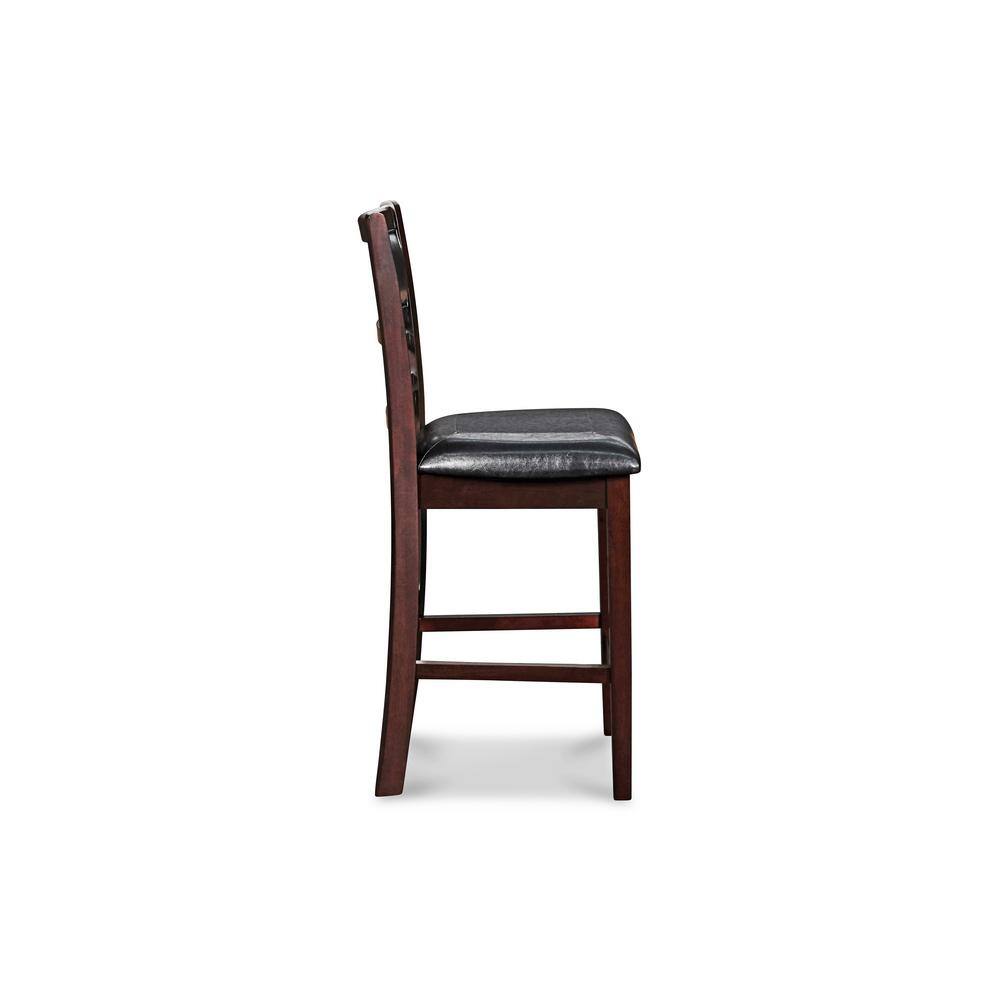 Gia Ebony Black Solid Wood Counter Stools with Upholstered Cushions, Set of 2