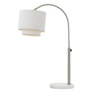 Arched 23 in. Nickel Table Lamp with Fabric Shade