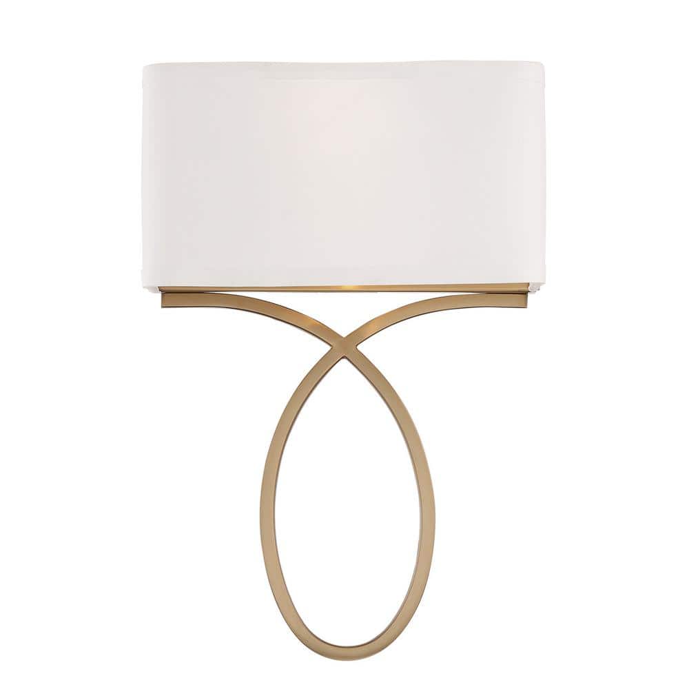 Vibrant Gold Silk Shade Dimmable 2-Light Sconce