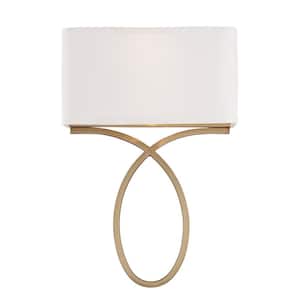 Brinkley 10 in. 2-Light Vibrant Gold Wall Sconce