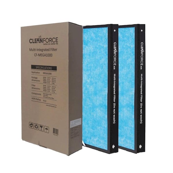 CLEANFORCE AIR Multi-integrated H13 HEPA Replacement Air Filter For MEGA1000 Air Filter Accessories, 2-Pieces in a Pack