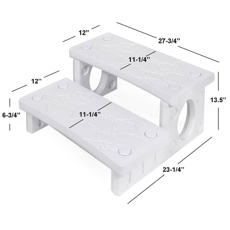 2-Step Spa Hot Tub and Pool Deck Step in White