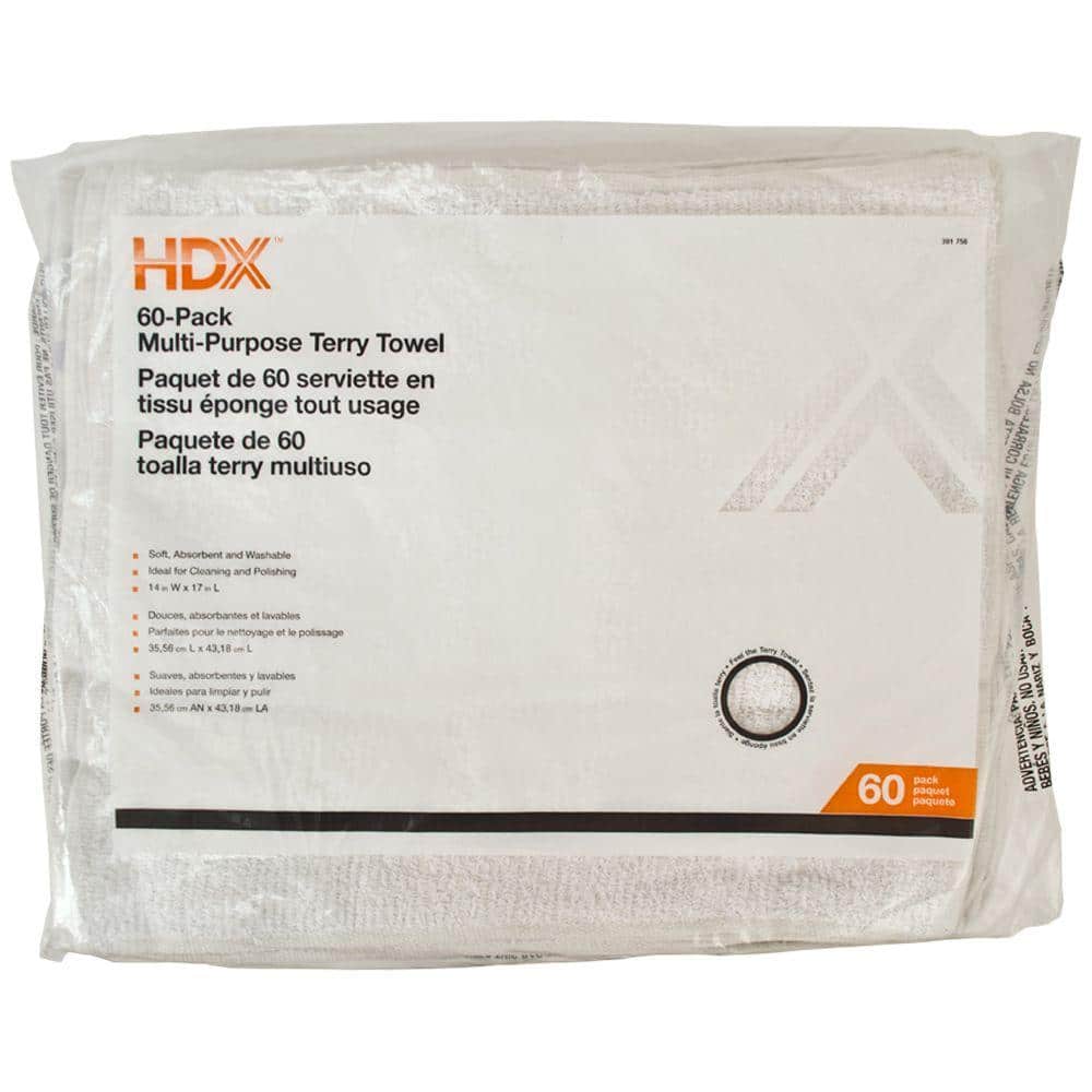 HDX 14 in. x 17 in. Multi-Purpose Terry Towel (60-Pack) T-99613-HDX - The  Home Depot